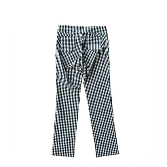 J. McLaughlin Hyana Pants Navy Ivory Gingham Straight Leg Stretch size 12 - Picture 3 of 9